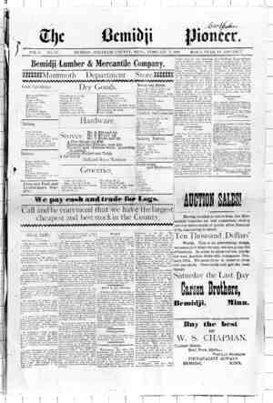 Bemidji Pioneer Newspaper 3 Şubat 1898 kapağı