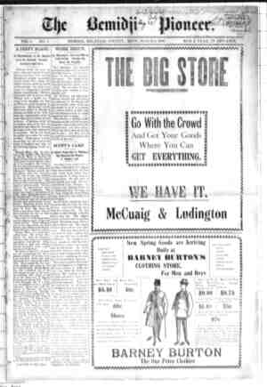 Bemidji Pioneer Newspaper 8 Mart 1900 kapağı