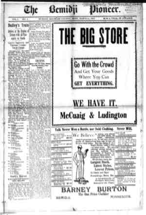 Bemidji Pioneer Newspaper 15 Mart 1900 kapağı