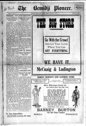 Bemidji Pioneer Newspaper 29 Mart 1900 kapağı