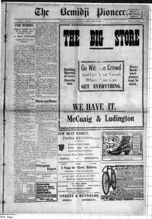 Bemidji Pioneer Newspaper 10 Mayıs 1900 kapağı