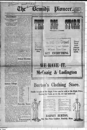 Bemidji Pioneer Newspaper 17 Mayıs 1900 kapağı