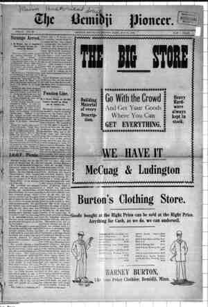 Bemidji Pioneer Newspaper 24 Mayıs 1900 kapağı