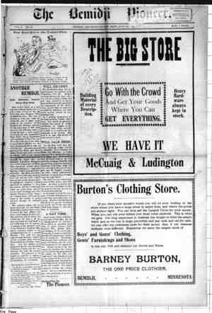 Bemidji Pioneer Newspaper 19 Temmuz 1900 kapağı