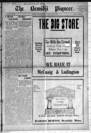 Bemidji Pioneer Newspaper 2 Ağustos 1900 kapağı
