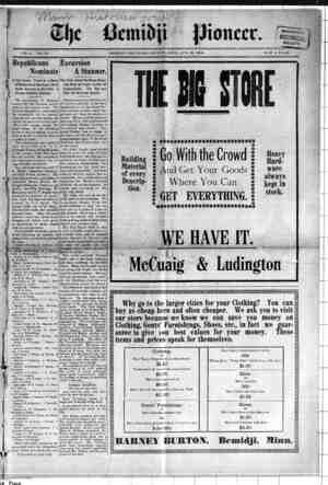 Bemidji Pioneer Newspaper 30 Ağustos 1900 kapağı
