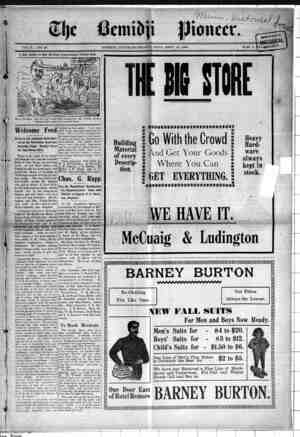 Bemidji Pioneer Newspaper 13 Eylül 1900 kapağı
