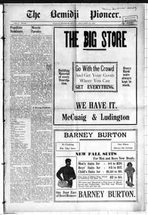 Bemidji Pioneer Newspaper 20 Eylül 1900 kapağı