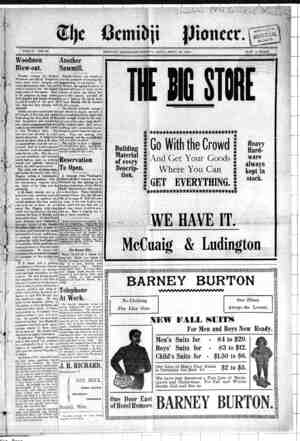 Bemidji Pioneer Newspaper 27 Eylül 1900 kapağı