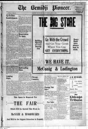 Bemidji Pioneer Newspaper 11 Ekim 1900 kapağı