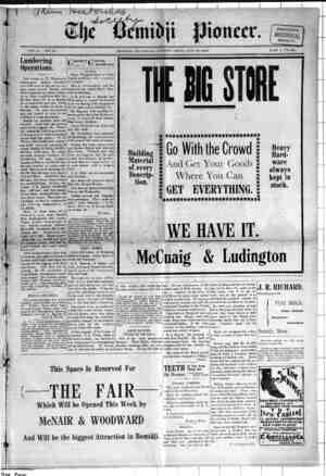 Bemidji Pioneer Newspaper 18 Ekim 1900 kapağı