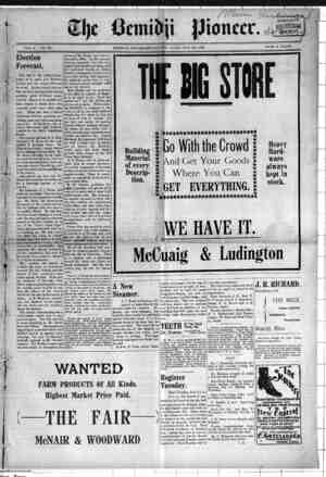 Bemidji Pioneer Newspaper 25 Ekim 1900 kapağı
