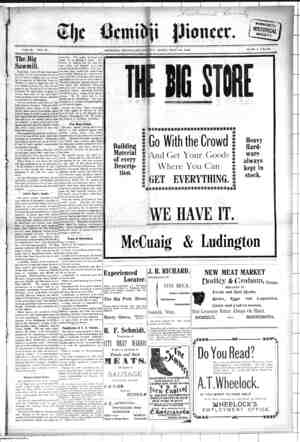Bemidji Pioneer Newspaper 15 Kasım 1900 kapağı
