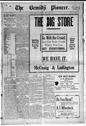 Bemidji Pioneer Newspaper 6 Aralık 1900 kapağı