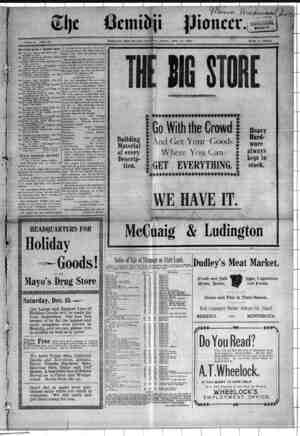 Bemidji Pioneer Newspaper 13 Aralık 1900 kapağı