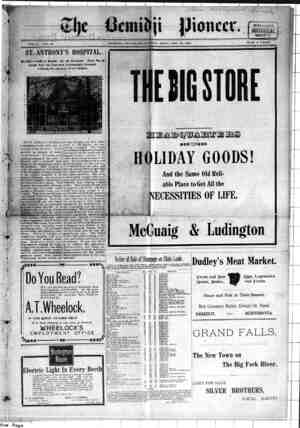 Bemidji Pioneer Newspaper 27 Aralık 1900 kapağı