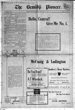 Bemidji Pioneer Newspaper 10 Ocak 1901 kapağı