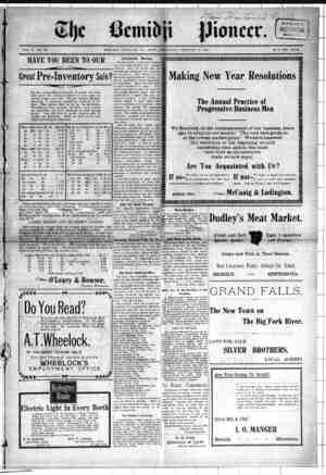 Bemidji Pioneer Newspaper 17 Ocak 1901 kapağı