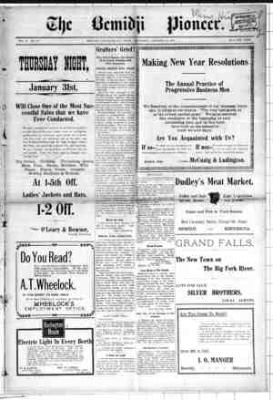 Bemidji Pioneer Newspaper 24 Ocak 1901 kapağı