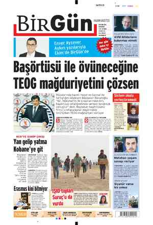  SAYFA Ol HALKIN GAZETESİ 29 EYLÜL 2014 PAZARTESİ YILTN  SAYI 3820 1TLAC 2 TL A0 KR - ÜNİVERSİTE Ekim'de BirGün'de SIYAH —...