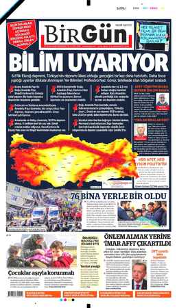 SIYAH MAVİ d SAYFA! HALKIN GAZETESİ MANA 6.8'lik Elazığ depremi, Türkiye'nin deprem ülkesi olduğu gerçeğini bir kez daha...