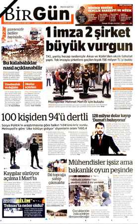 Birgün Gazetesi 21 Şubat 2021 kapağı