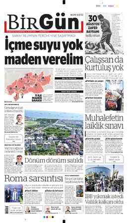  30 AĞUSTOS 2023 ÇARŞAMBA YIL 20 SAYI 7074 €© “SARAY REJİMİNİN TERCİHİ YİNE ŞAŞIRTMADI İçme suyu yok maden verelim...