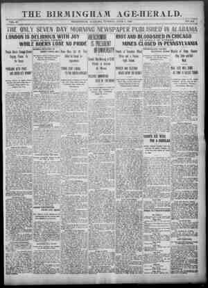 Birmingham Age Herald Newspaper 3 Haziran 1902 kapağı