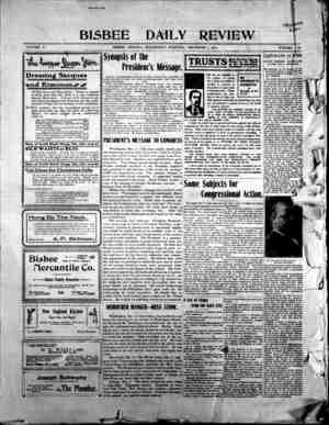 Bisbee Daily Review Newspaper December 4, 1901 kapağı