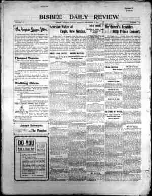 Bisbee Daily Review Newspaper December 8, 1901 kapağı