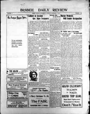 Bisbee Daily Review Newspaper December 25, 1901 kapağı