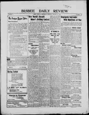 Bisbee Daily Review Newspaper January 15, 1902 kapağı