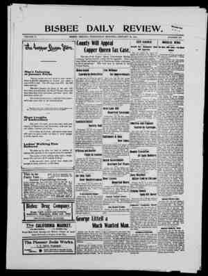 Bisbee Daily Review Newspaper January 29, 1902 kapağı