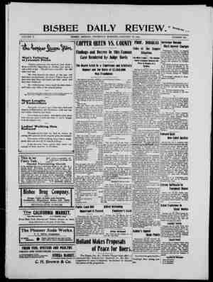 Bisbee Daily Review Newspaper January 30, 1902 kapağı