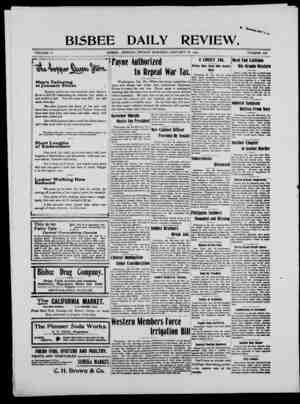 Bisbee Daily Review Newspaper January 31, 1902 kapağı