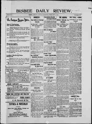 Bisbee Daily Review Newspaper February 2, 1902 kapağı