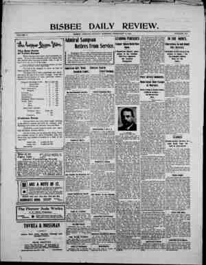 Bisbee Daily Review Newspaper February 9, 1902 kapağı