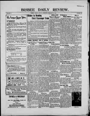 Bisbee Daily Review Newspaper February 14, 1902 kapağı