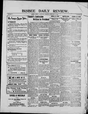 Bisbee Daily Review Newspaper February 15, 1902 kapağı