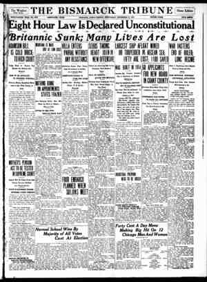 The Bismarck Tribune Newspaper November 22, 1916 kapağı