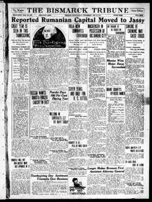 The Bismarck Tribune Newspaper November 29, 1916 kapağı