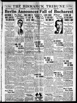 The Bismarck Tribune Newspaper December 6, 1916 kapağı