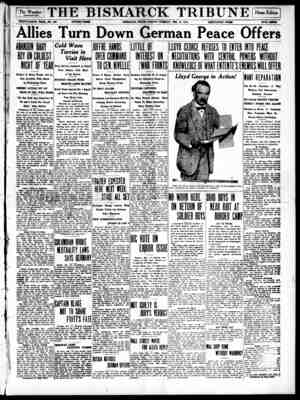 The Bismarck Tribune Gazetesi 19 Aralık 1916 kapağı
