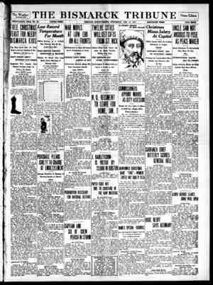 The Bismarck Tribune Gazetesi 20 Aralık 1916 kapağı