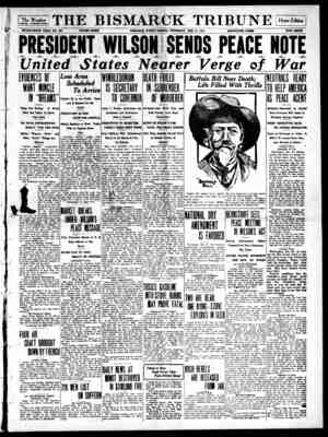 The Bismarck Tribune Gazetesi 21 Aralık 1916 kapağı