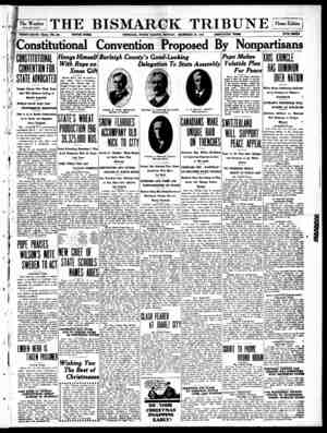 The Bismarck Tribune Gazetesi 25 Aralık 1916 kapağı