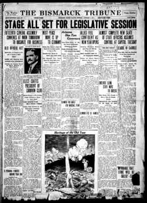 The Bismarck Tribune Newspaper January 1, 1917 kapağı