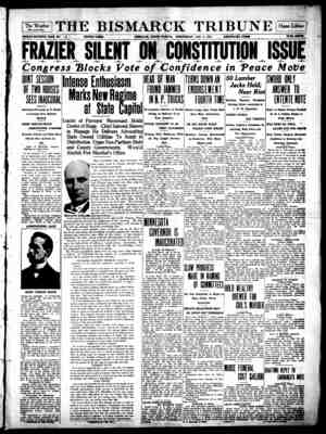 The Bismarck Tribune Gazetesi 3 Ocak 1917 kapağı