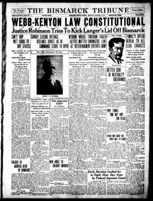 The Bismarck Tribune Newspaper January 8, 1917 kapağı