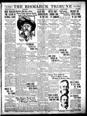 The Bismarck Tribune Gazetesi 10 Ocak 1917 kapağı